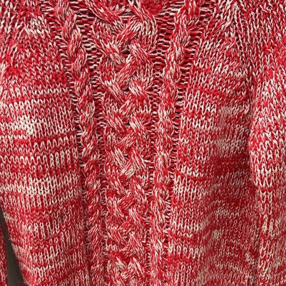 Isabel Marant Etoile Cable Knit Wool Sweater Red and Cream Italian Luxury Sz 38 - Picture 2 of 7